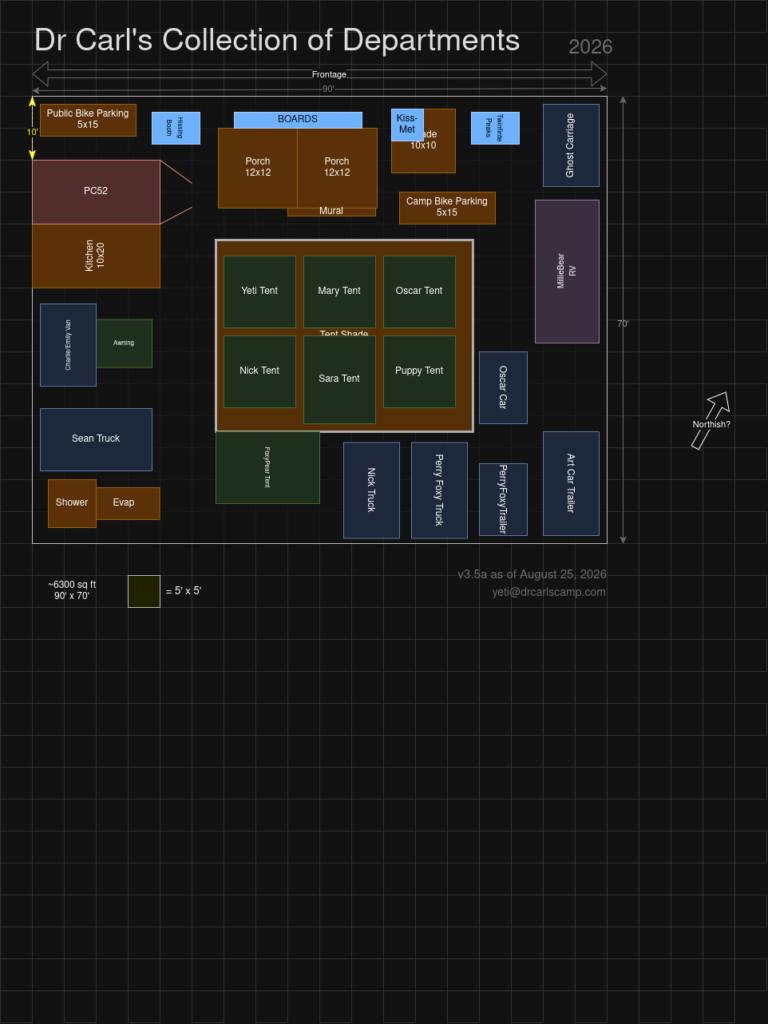A map of our Burning Man camp for 2026